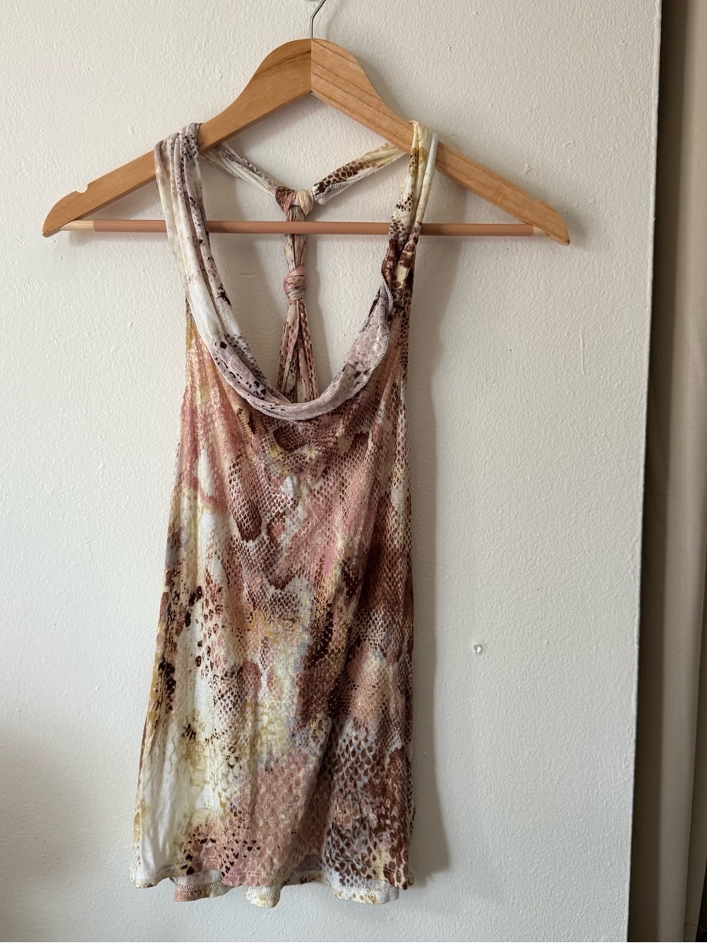 Y2K Express Cowl Neck Snake Print Top